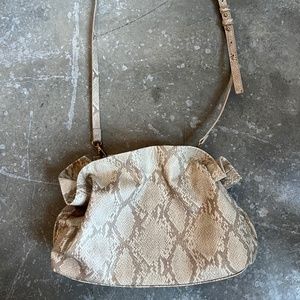 Anthropologie Jory Ruffled Snakeskin Clutch